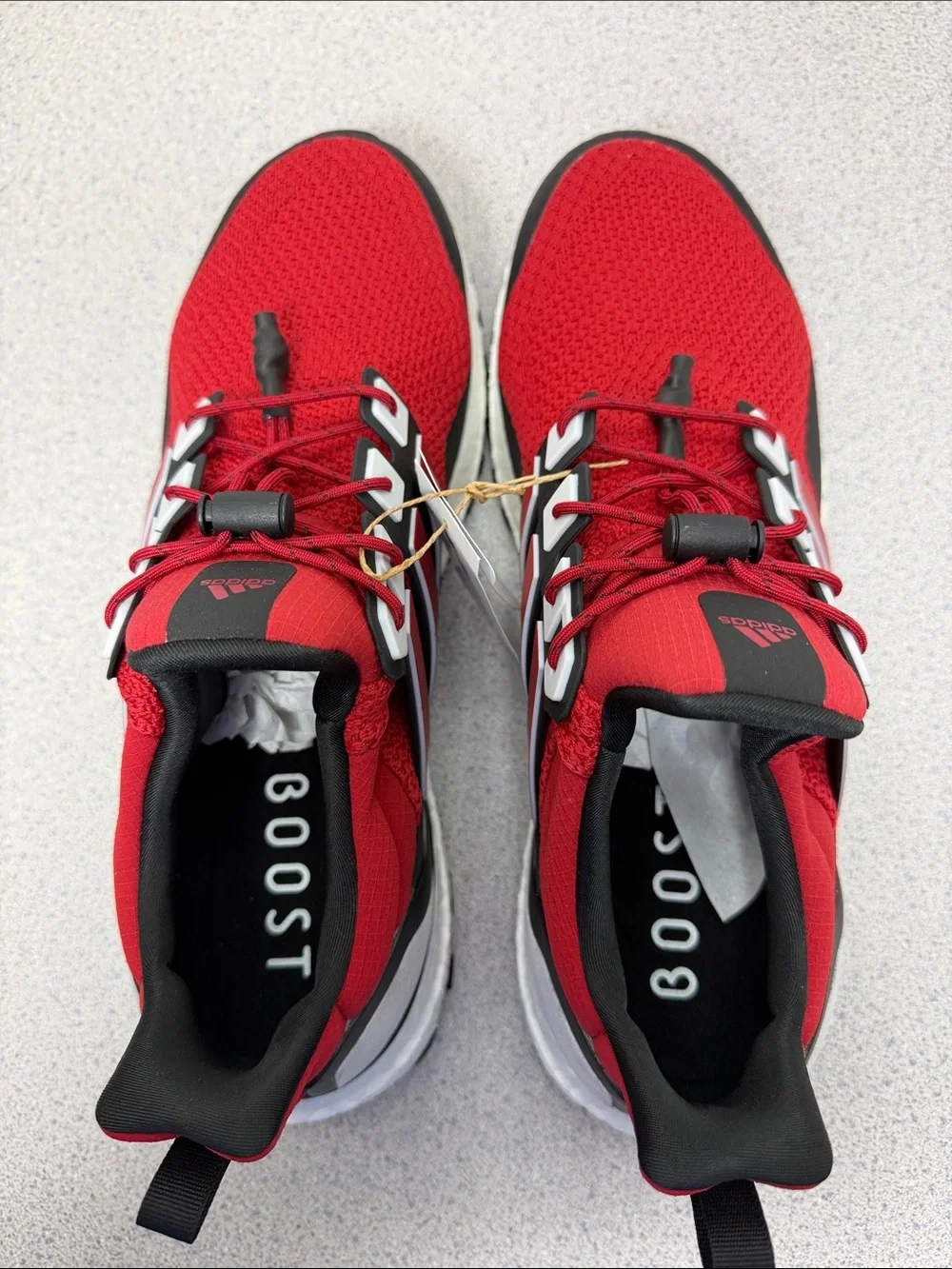 adidas Men's Red and Black Knit Athletic Sneakers